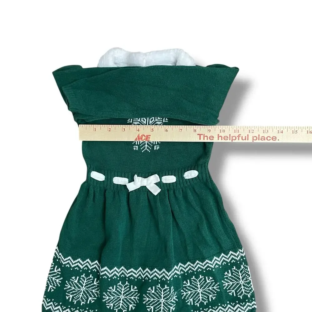 Gymboree 3T Green Snowflake Sweater Dress Faux‎ Fur Collar Holiday Knit Winter